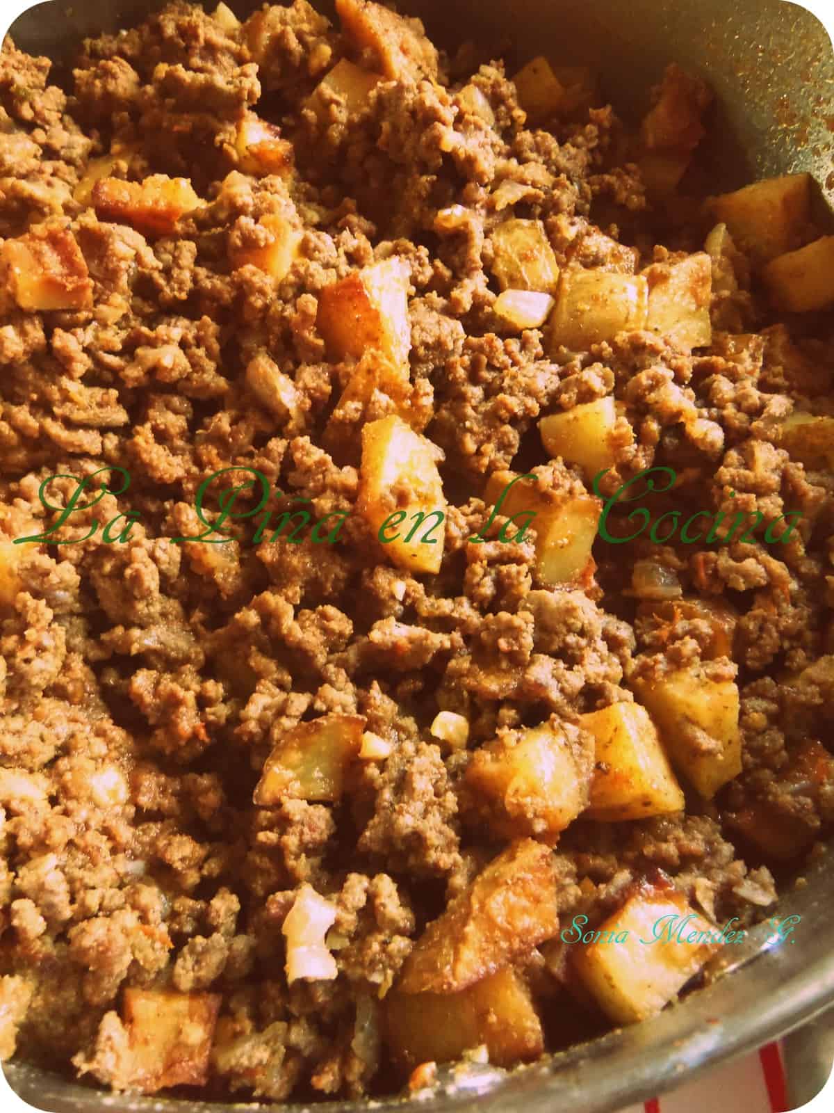 Near and dear to my heart. Mom's recipe for beef picadillo....loved it as a kid, love it even more now.