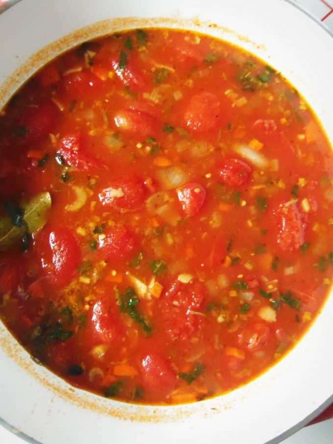 Tomato Tortilla Soup Before Blending