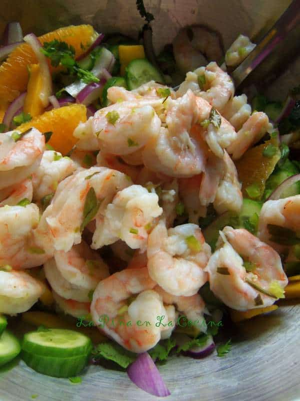 Shrimp Ceviche Cooked In Lime Juice