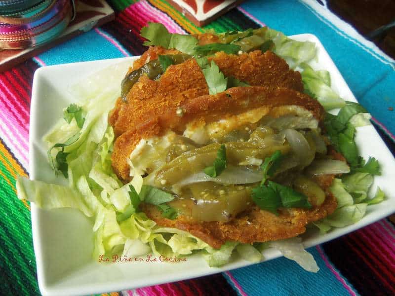 Nopalitos con Rajas en Salsa Verde Fried Taco with Cheese