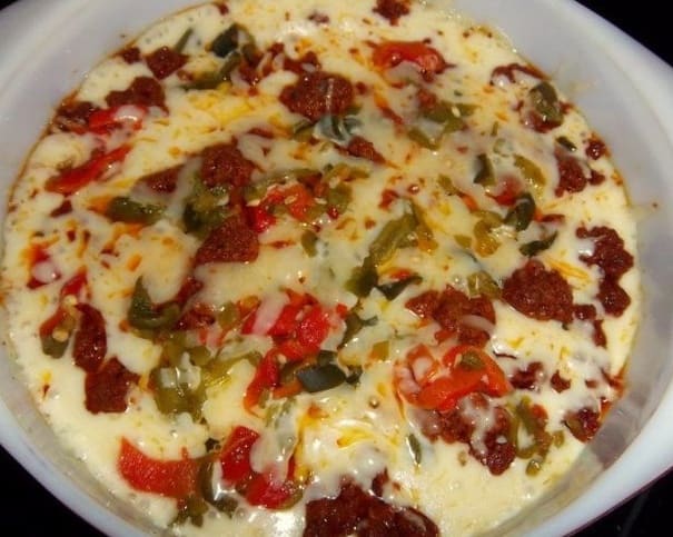 Queso Fundido with Peppers and Mexican Chorizo