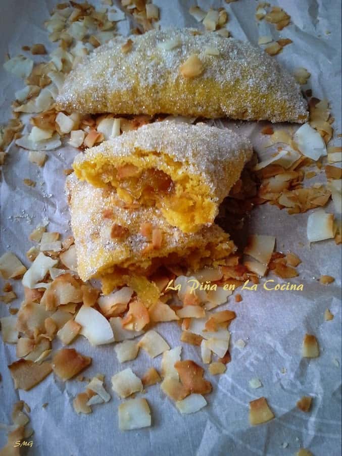 Pineapple Mango Empanadas with Toasted Coconut Baked into the Dough