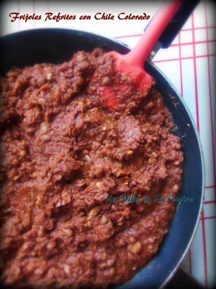 thick refried beans with chile ancho sauce