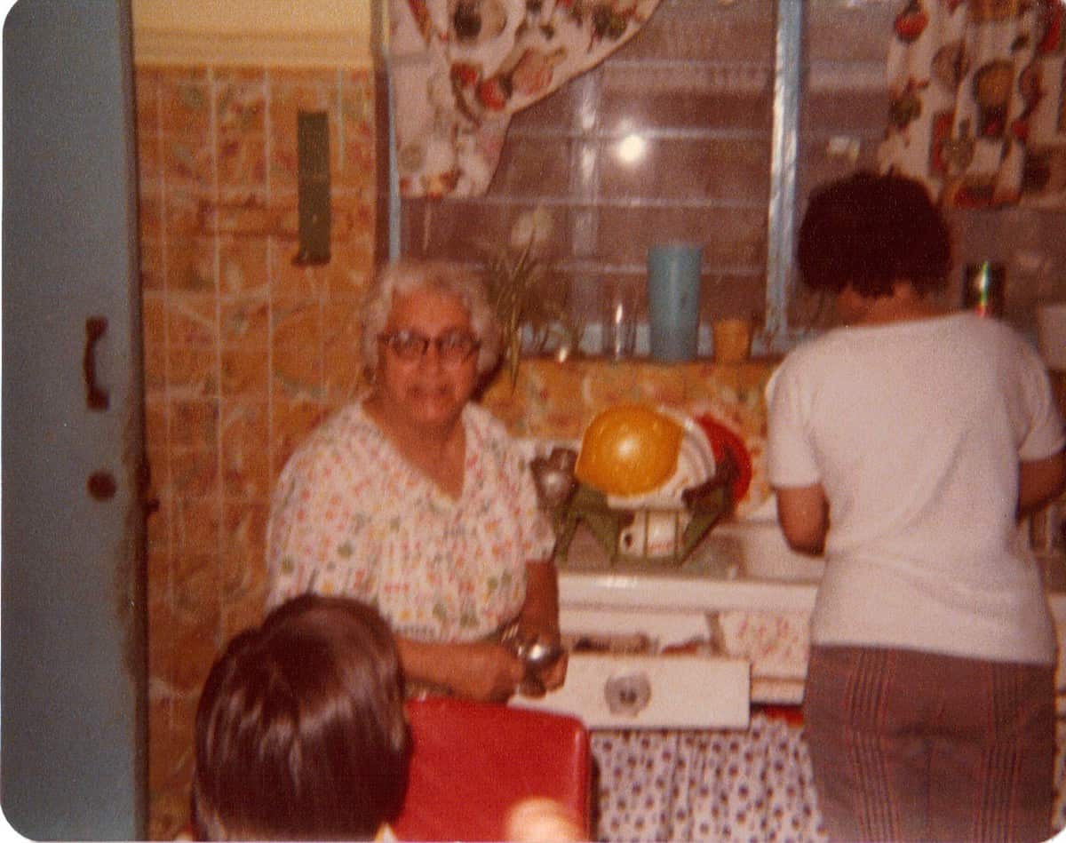 A faded out of focus picture, but one of my most prized possesions. My buelita Sarita, as we called her. In her kitchen