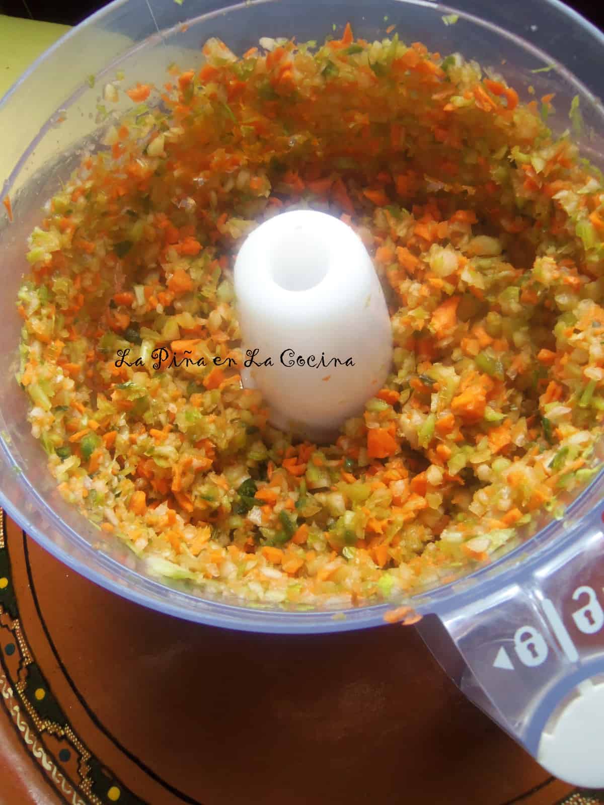 Pulse to process for finely chopped veggies.