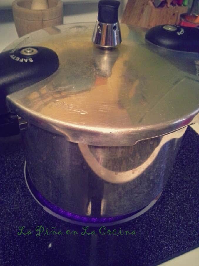 The last few minutes of cooking time in my 5 quart pressure cooker.