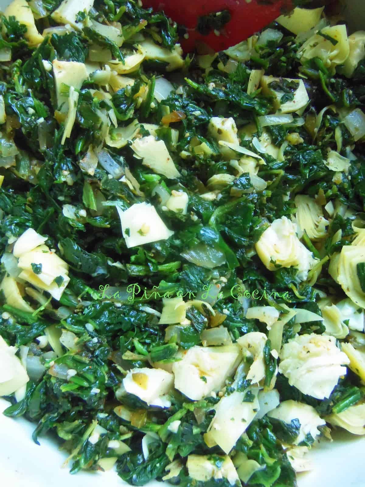 This recipe for Spinach and Artichoke can be used with the tomato base sauce as well as the bechamel sauce.