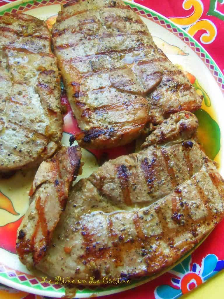 Garlic Mojo Marinated Grilled Pork Steaks