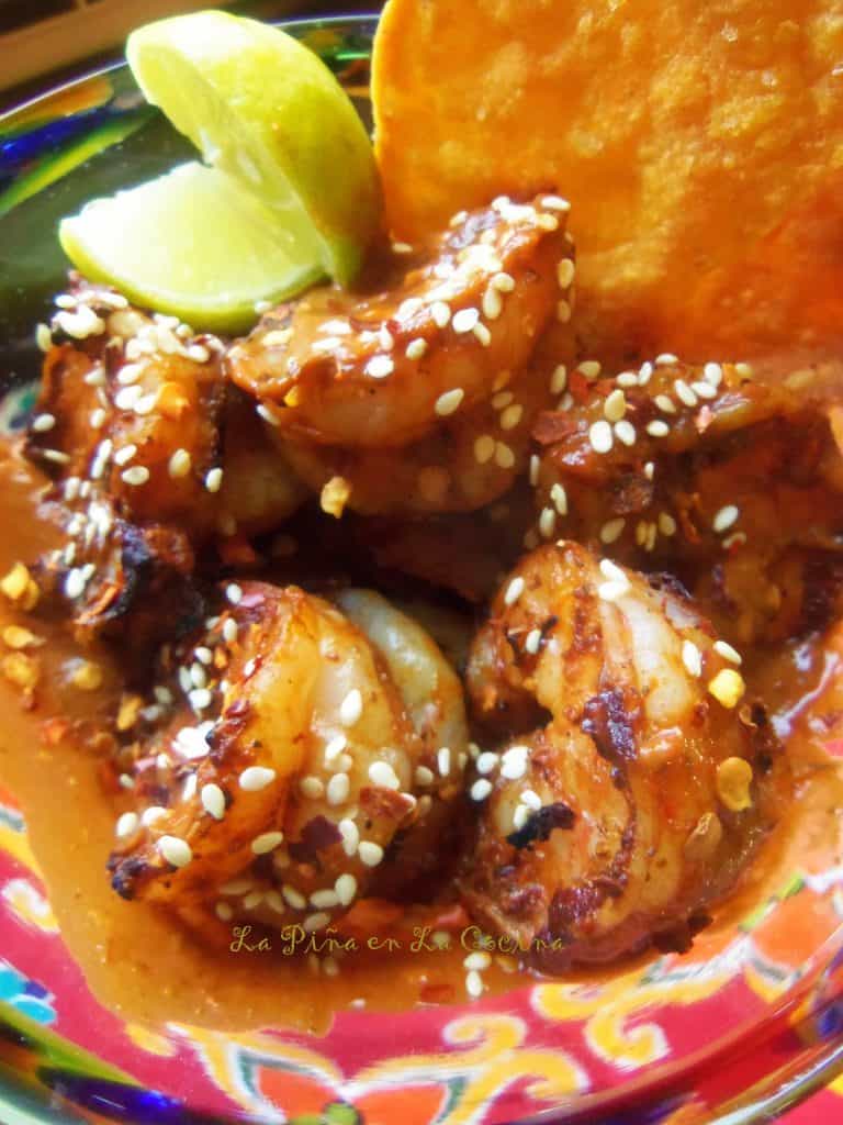 Grilled Shrimp in a Spicy Mole Sauce