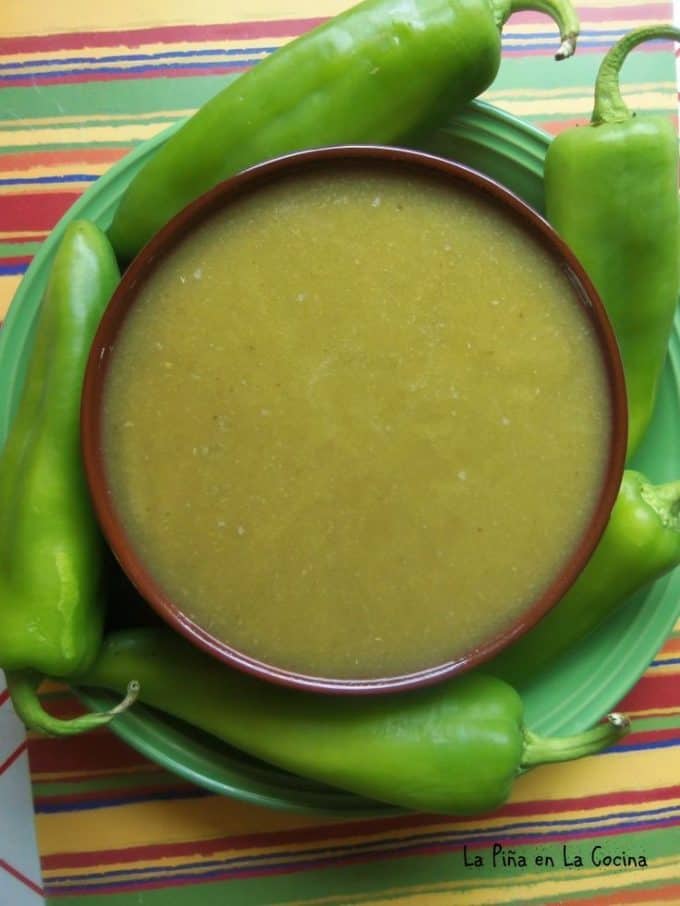 chile verde sauce top view