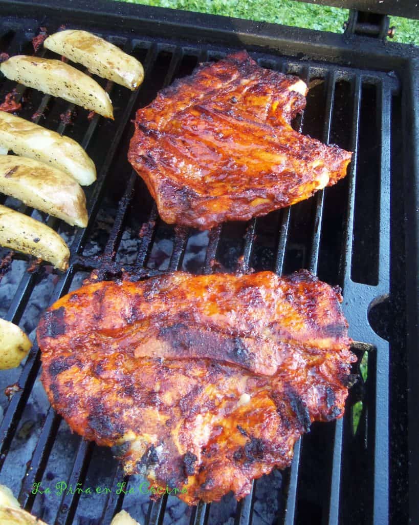 Pork chops on the grill