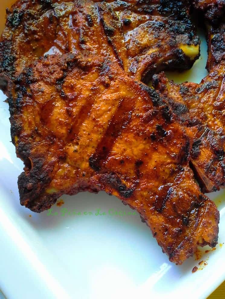 Grilled Achiote Marinated Pork Chop Close up