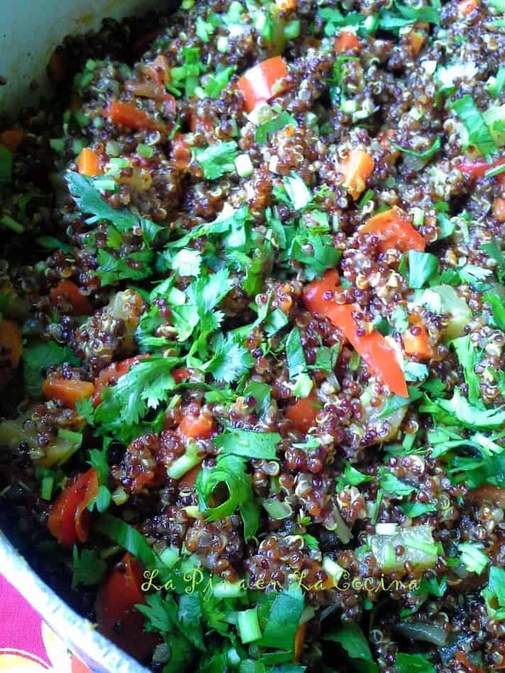 Red Quinoa and Black Beans with Chayote