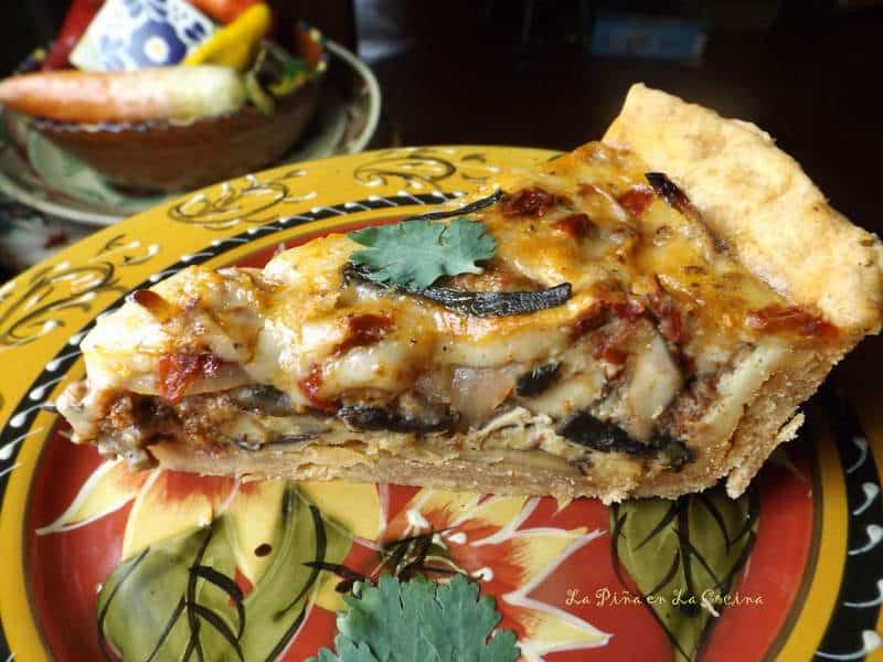 Chipotle Cheddar Quiche with Mushrooms and Chorizo