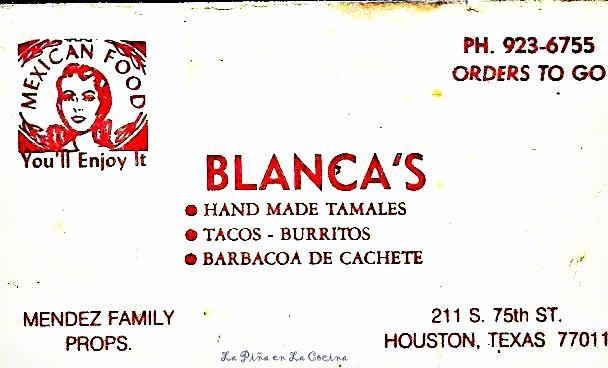 Blanca's-Mexican Food business card
