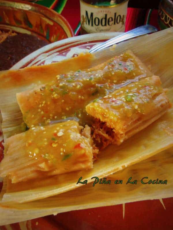 Chicken Tamales with Tomatillo Salsa