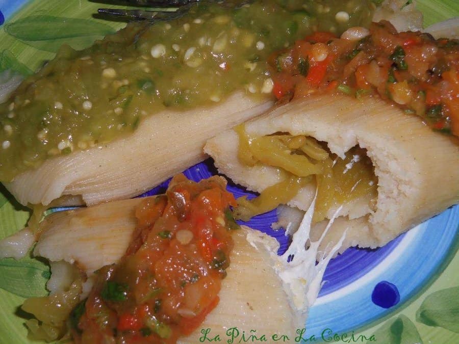 Green Chile and Cheese Tamal