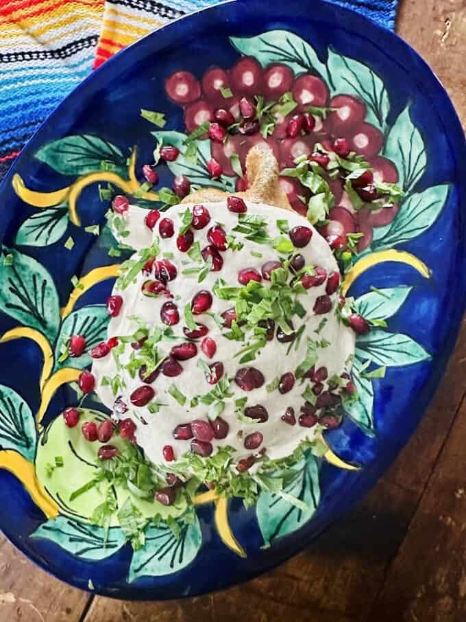 chiles en nogada plated