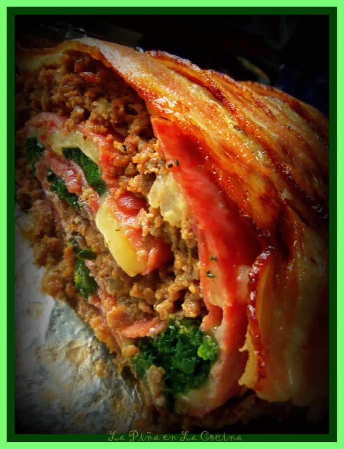 Rollo de Carne Con Tocino- Bacon Wrapped Stuffed Meatloaf