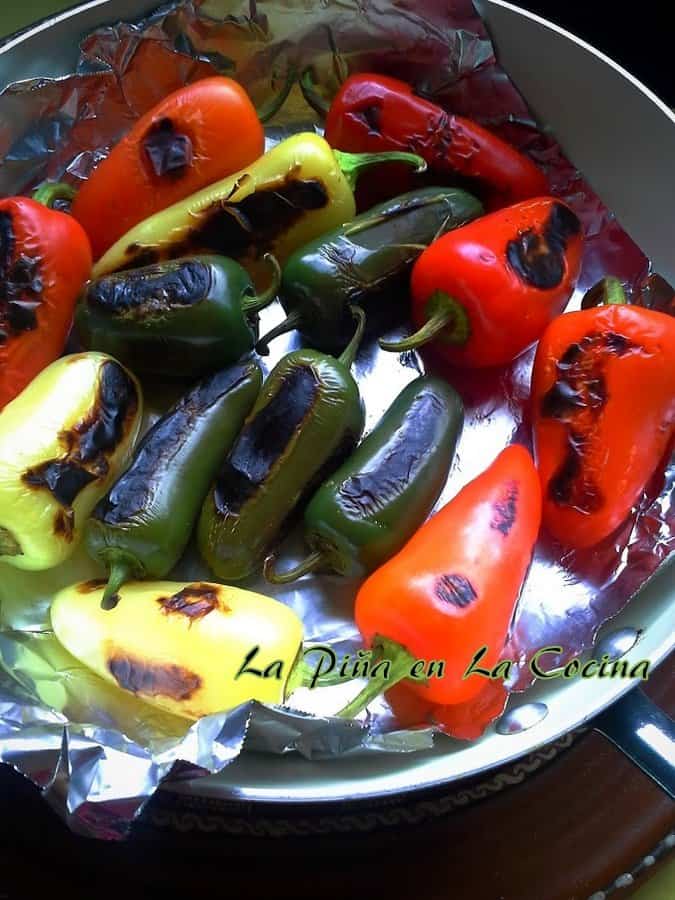 Dry Roasting assorted chiles for stuffing