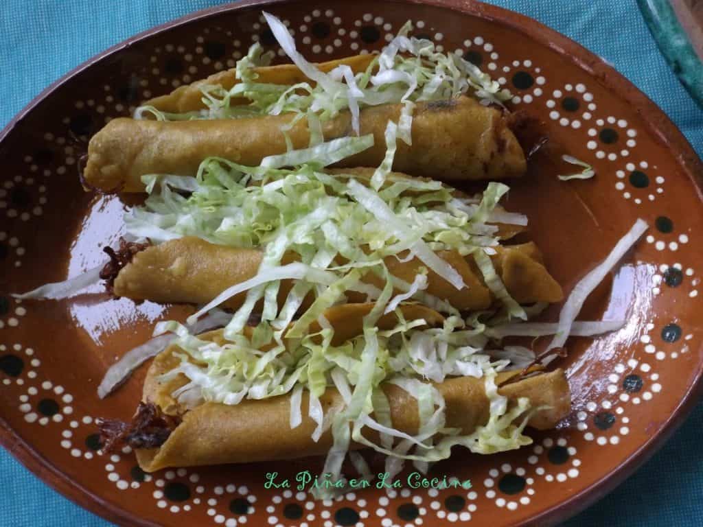 Shredded Brisket Flautas Flautas Estilo de La Romero Rubio La Piña