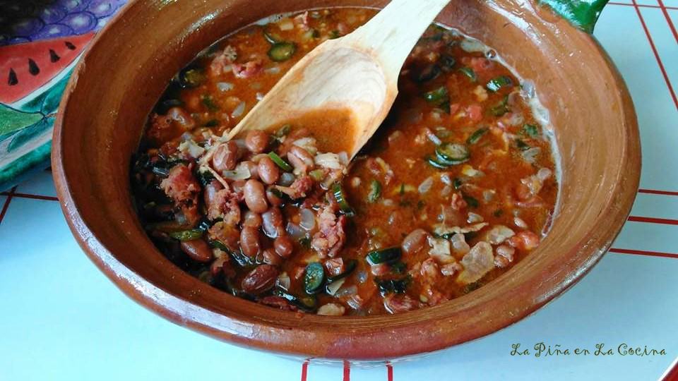 Frijoles a La Charra-Charro Beans in a Mexican Cazuela(pot)