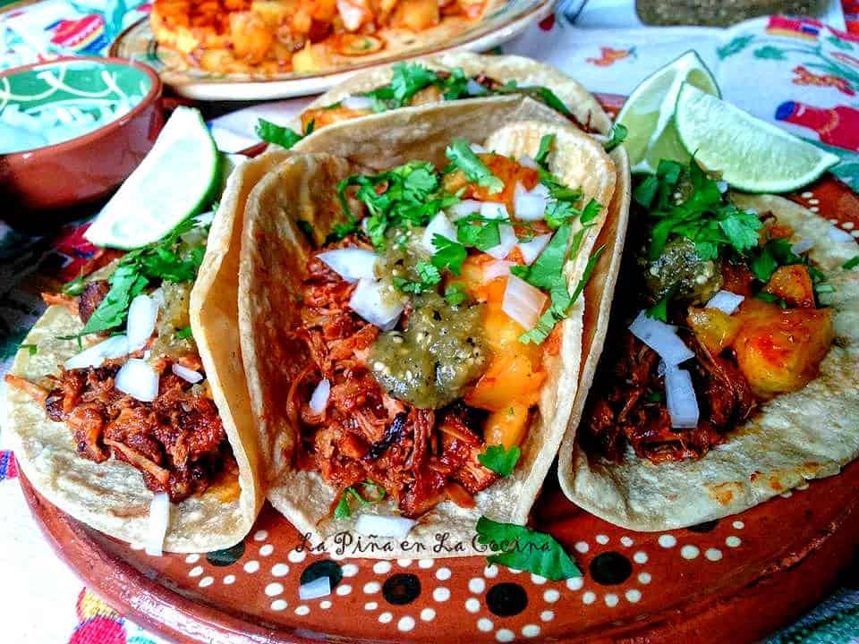tacos al pastor plated
