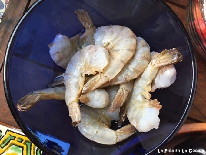 Uncooked shrimp in bowl