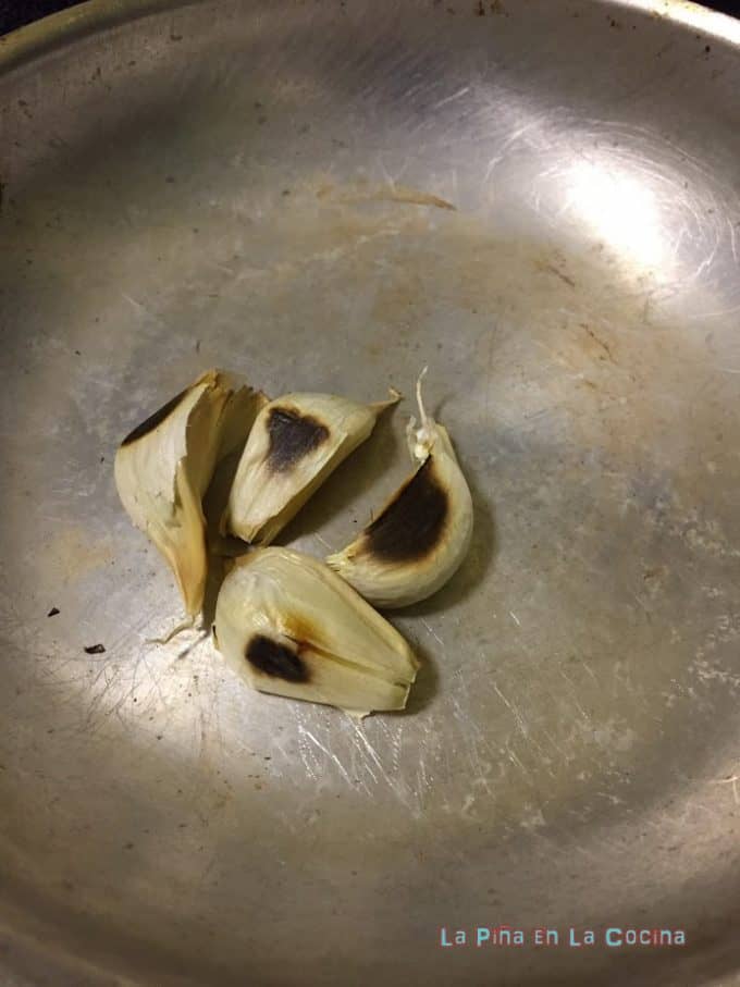 dry roasting garlic in skillet