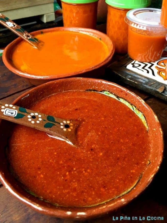 two variations of spicy salsa for birria