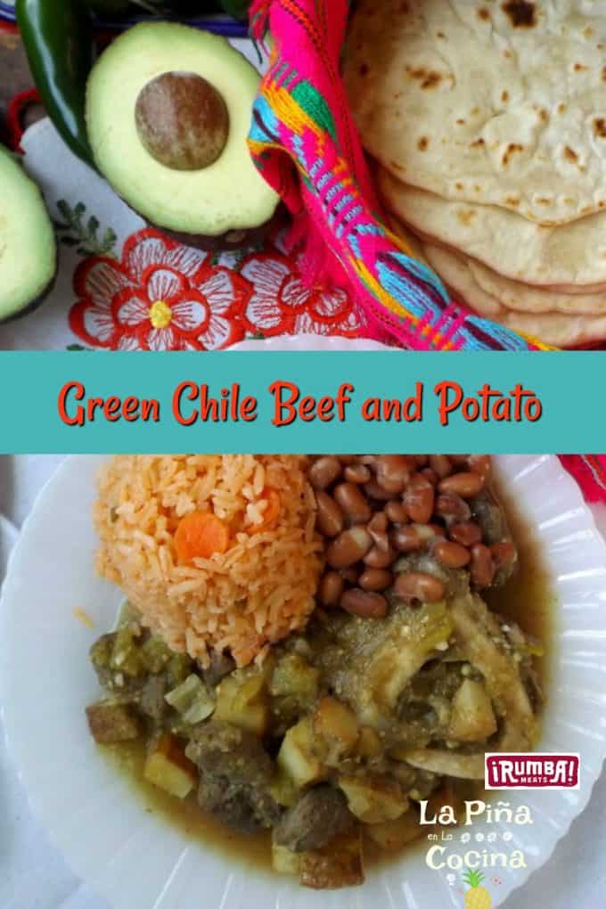 Green Chile Beef and Potatoes #rumbameats #AD #hispanicheritagemonth #guisados