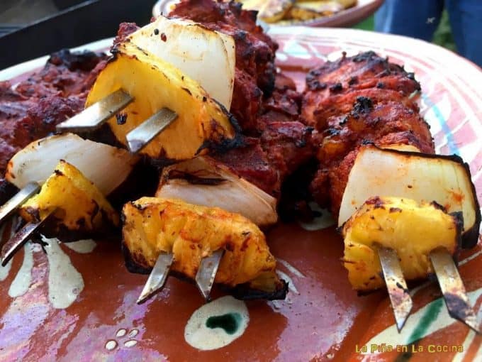 Al Pastor Skewers Hot Off Of The Grill