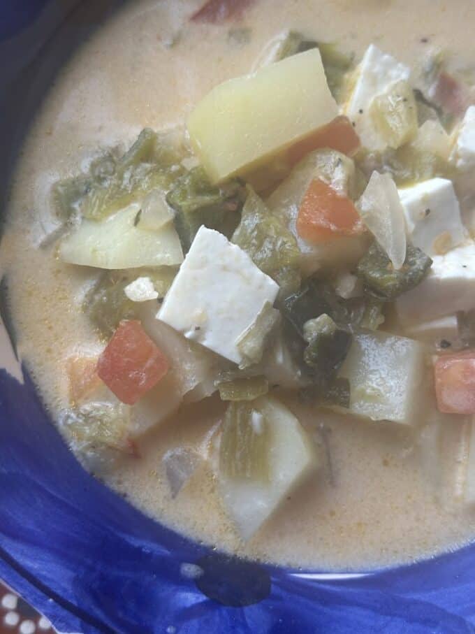 close up of caldo de papa