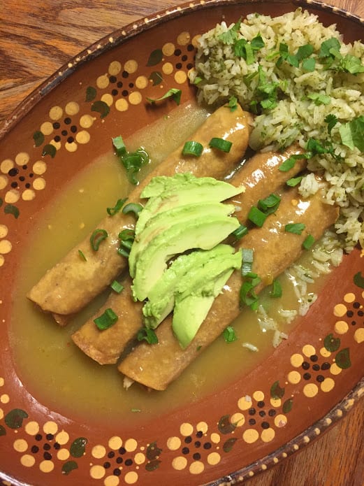Chicken Taquitos with a side of cilantro rice
