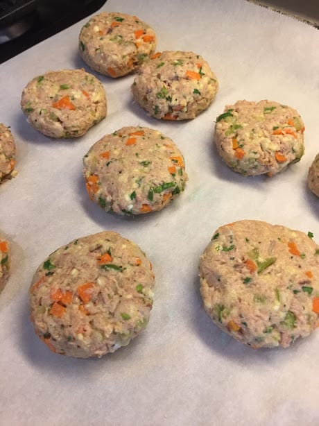 Raw Tuna Cakes on Parchment Paper