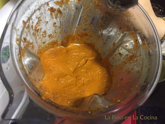 Red Pipian Sauce in blender jar 
