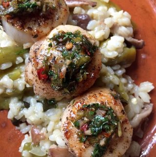Seared Scallops On top of risotto