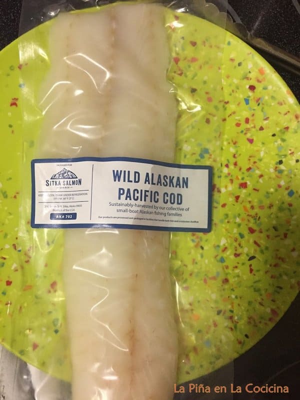 Vacuum sealed bag of pacific cod