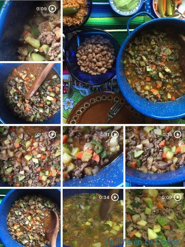 Collage of beef picadillo