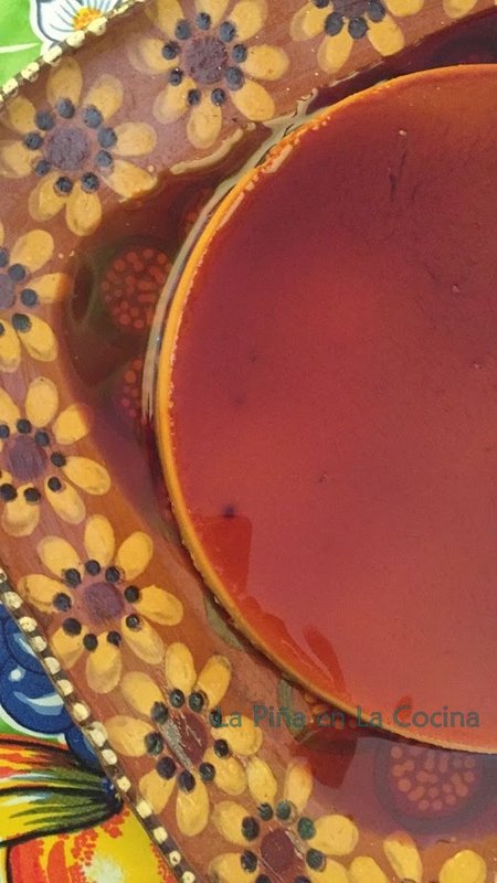 Close up of flan on Mexican Platter