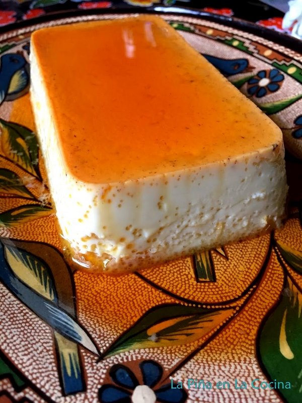 Flan prepared in a small loaf shape