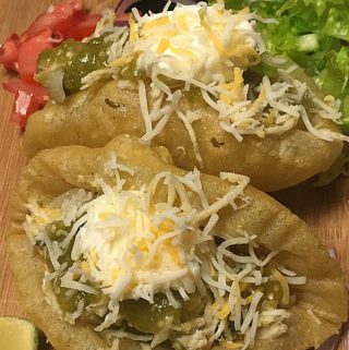 Two puffy chicken tacos