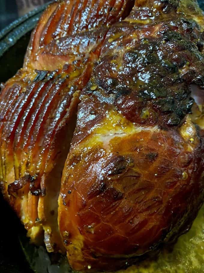 Glazed ham up close