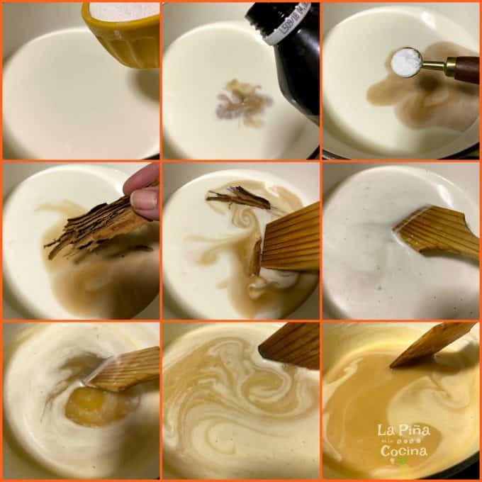 Collage of cooking process for candy