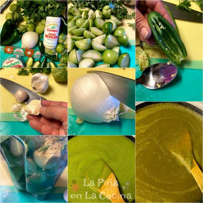 Collage of Green Chile Sauce Ingredients 
