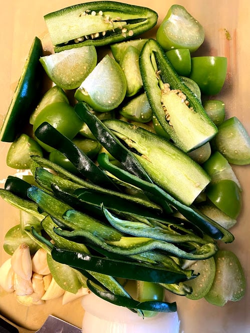 Fresh salsa verde ingredients