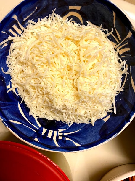 Big bowl of shredded mozzarella
