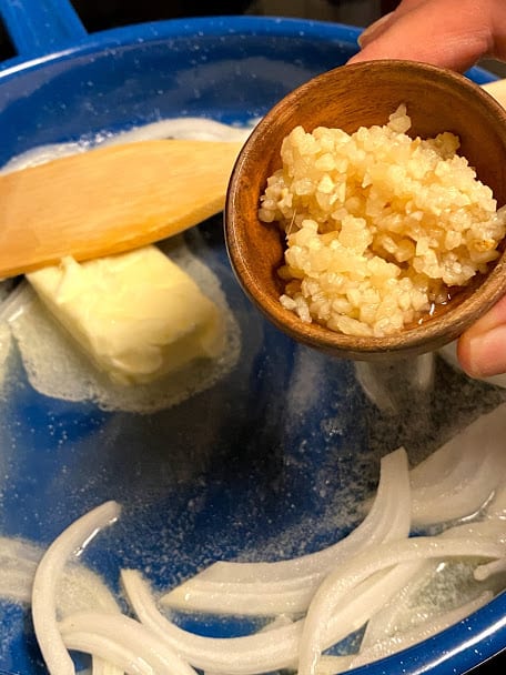 Minced garlic in prep bowl