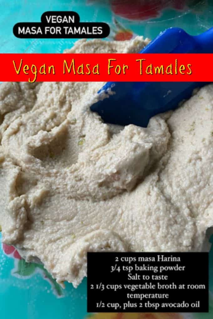 A vegan masa recipe card image
