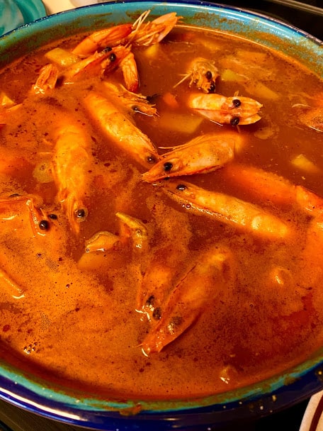 Shrimp with heads on can be used for a variation on preparing this soup